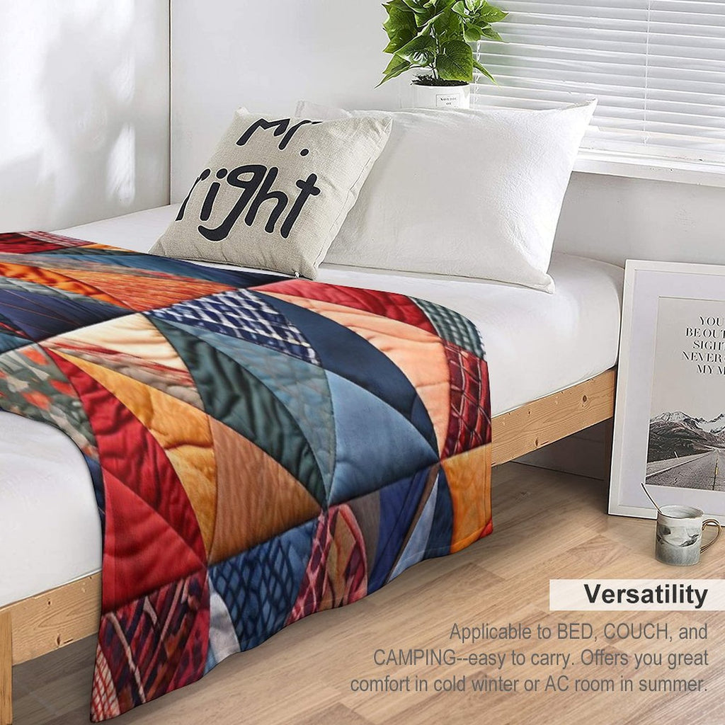 Quilted Patchwork Pattern Travel-friendly Throw Blanket