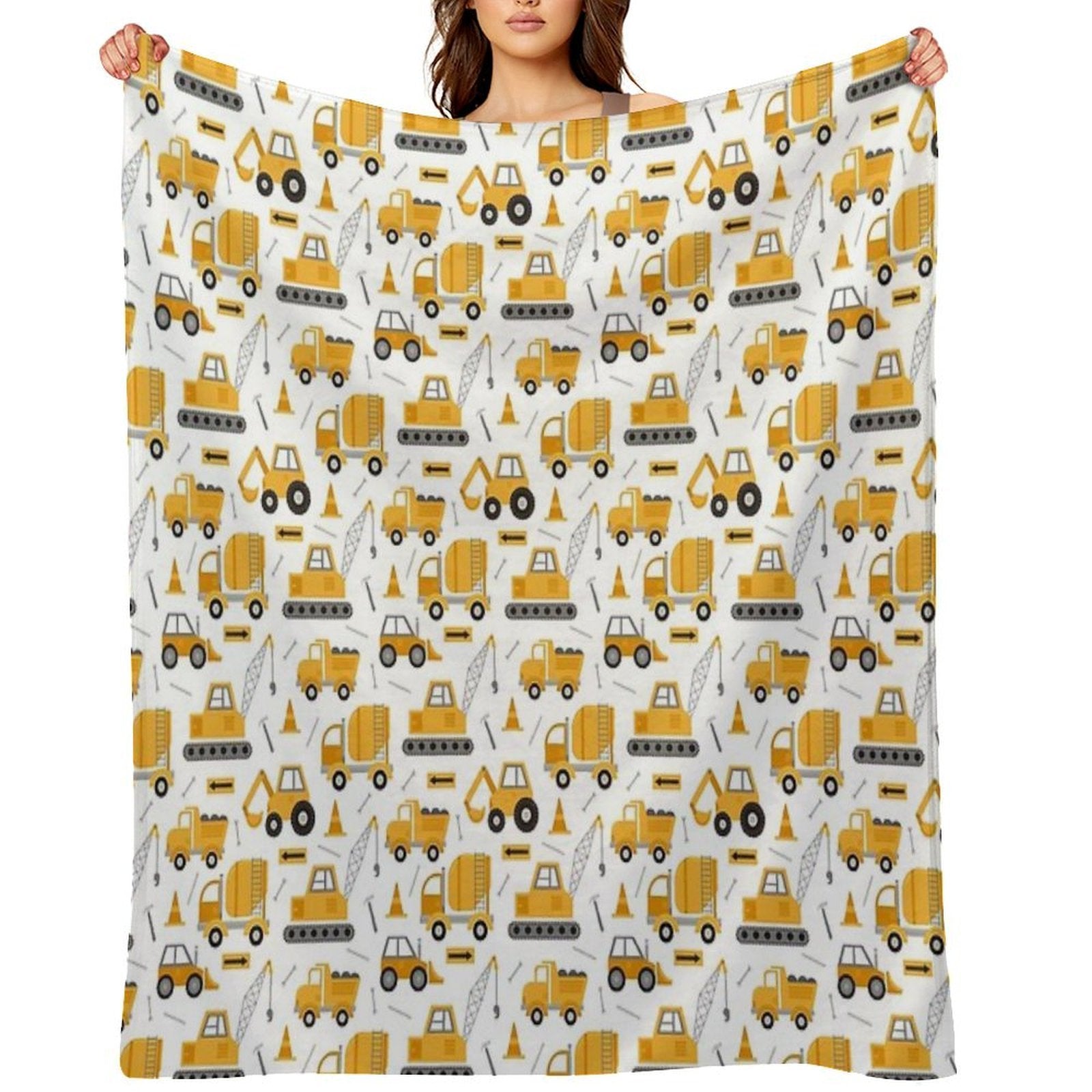Construction Trucks Sustainable Throw Blanket