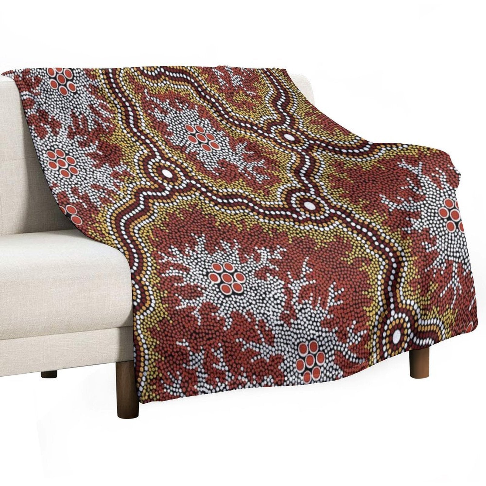 Authentic Aboriginal Art -  Mountains Multi-functional Throw Blanket