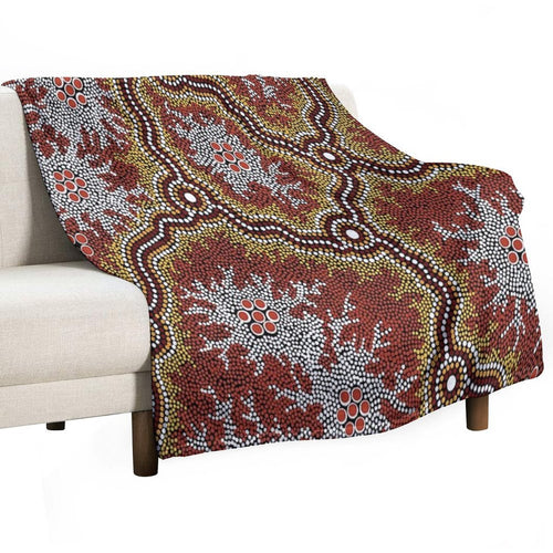 Authentic Aboriginal Art -  Mountains Multi-functional Throw Blanket