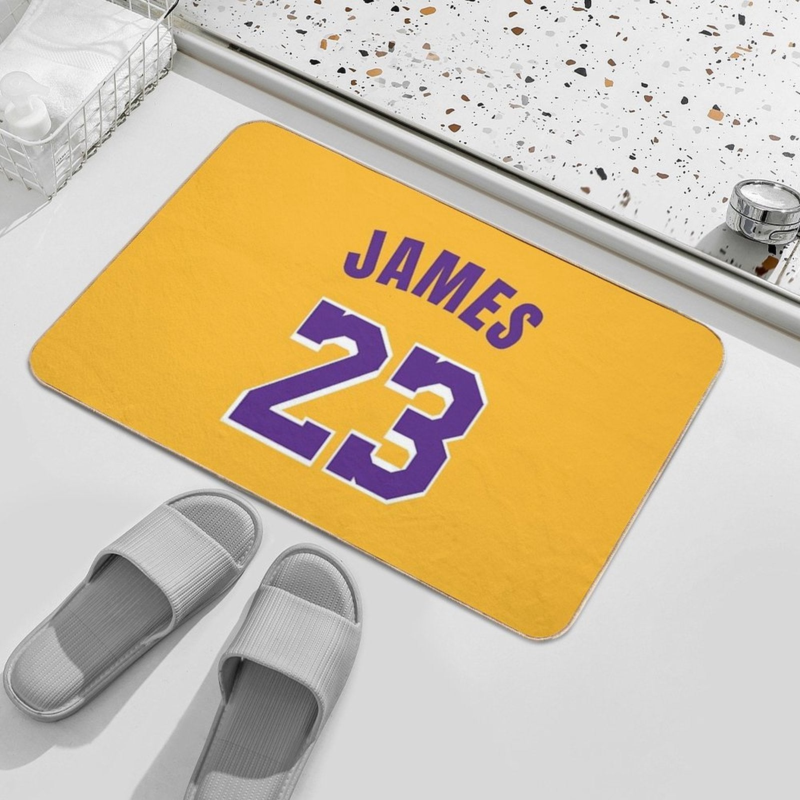 Lebron James Lackers Jersey  High-Traffic Bath Mat