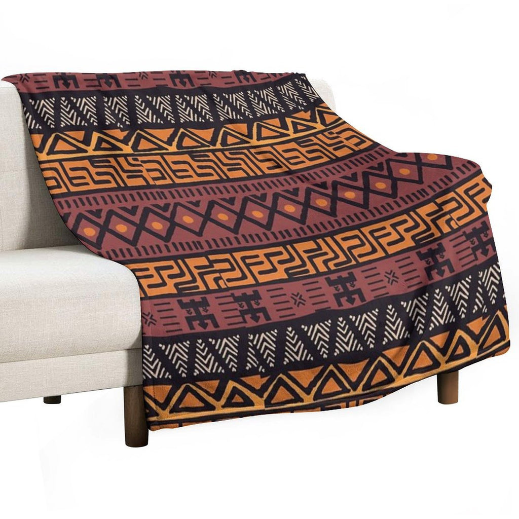 African Tribal Mudcloth Pattern Versatility Throw Blanket