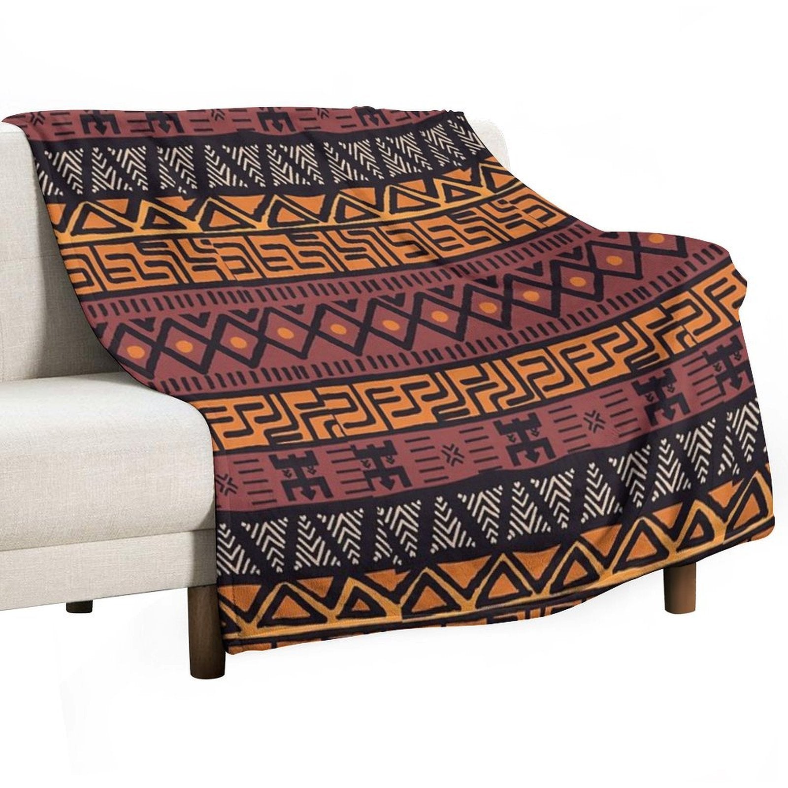 African Tribal Mudcloth Pattern Versatility Throw Blanket