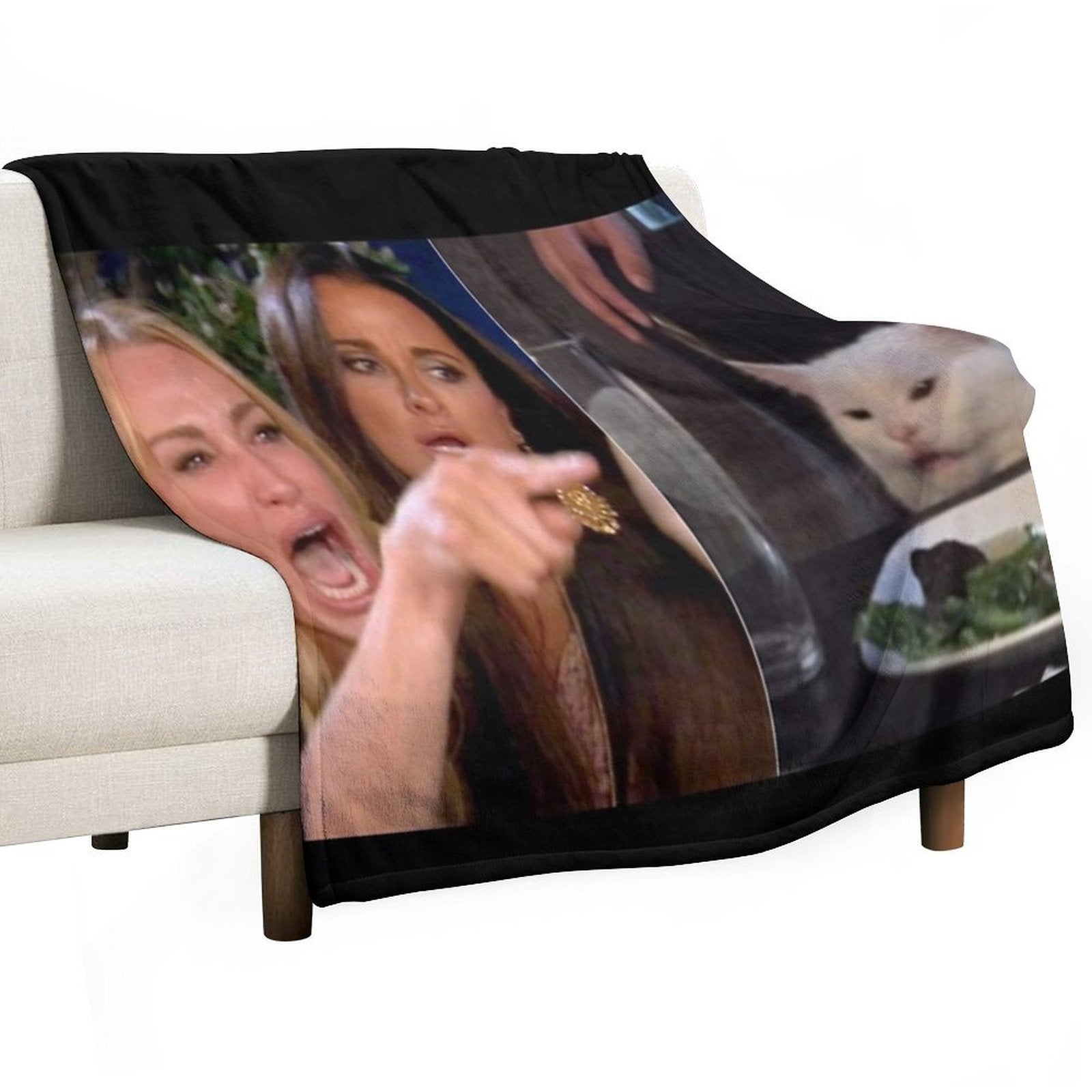 Woman Yelling at Cat Meme Comfort Throw Blanket