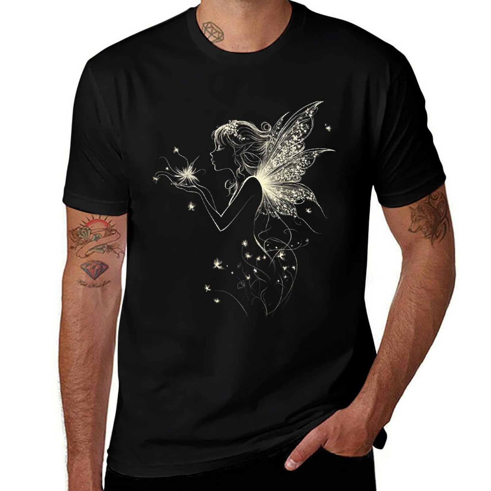 Fairy Mythical Motif Fantasy Illustration Fairy  Tagless Design T-Shirt