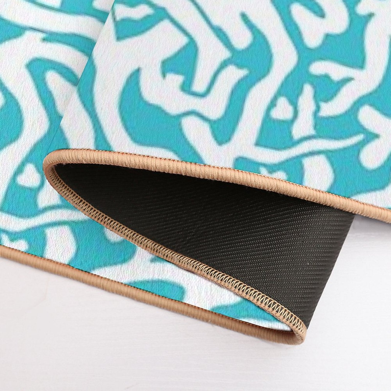 Coral Reef Pattern White Aqua Blue Beach  Anti-Trip Bath Mat