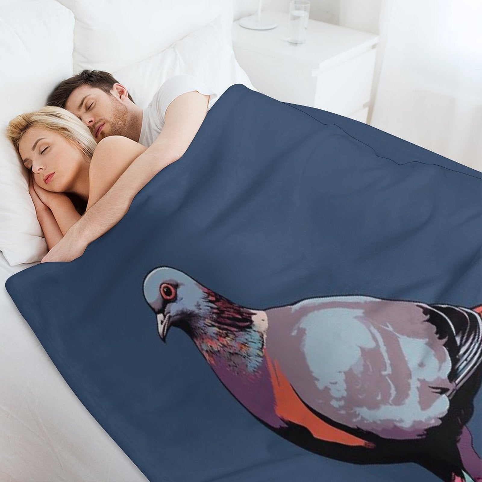 Navy Pigeon Pop-art Illustration Velvety-soft Throw Blanket