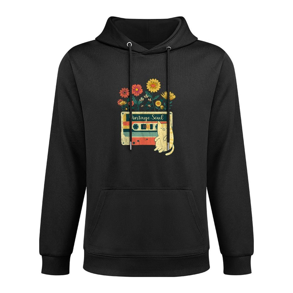 Vintage Cat for Women - Retro Soul Flowers Wildflower Pilling-Resistant Hoodie