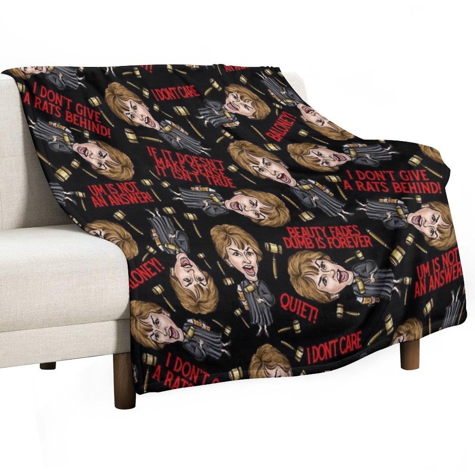 Black  Judge Judy Print Eco-conscious Throw Blanket