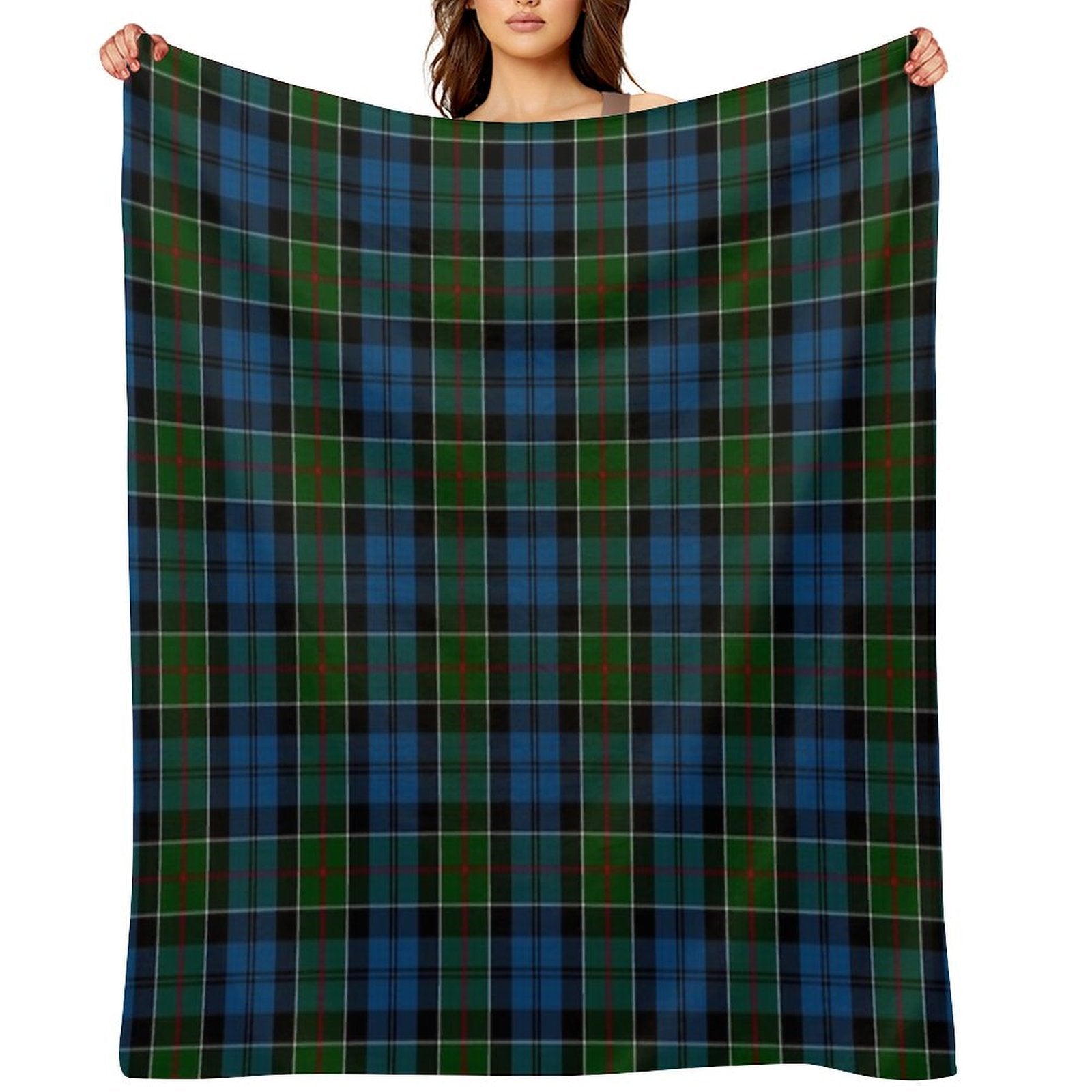 Colquhoun Clan Tartan (High Res) Wrinkle-free Throw Blanket