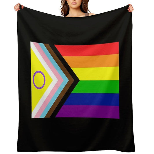 2021 Intersex-Inclusive Progress Pride Flag Wrinkle-free Throw Blanket