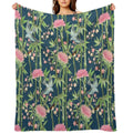 Bamboo, Birds And Blossom - Dark Teal Durable Throw Blanket