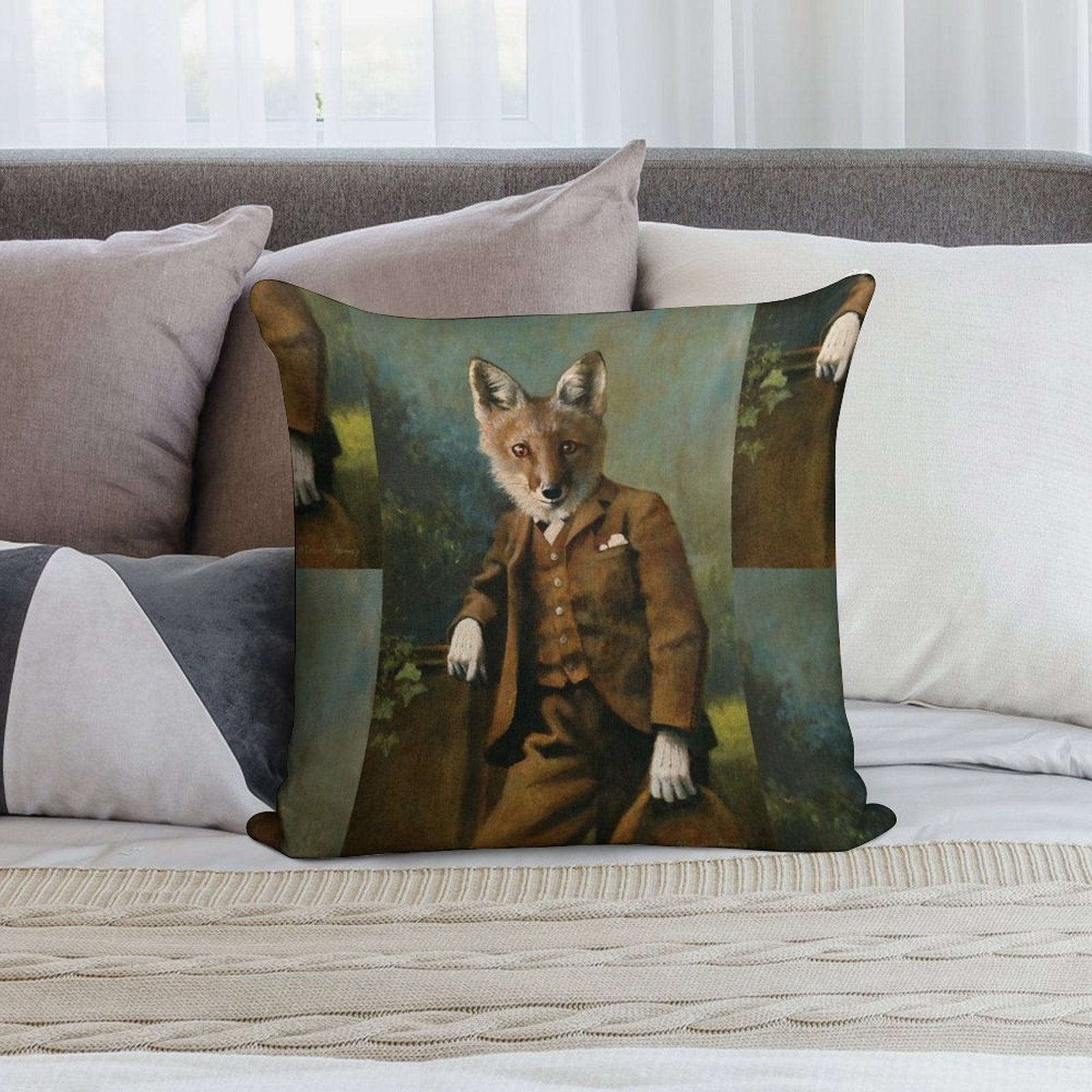 Young Master Fox Soft Gift Ready Throw Pillow