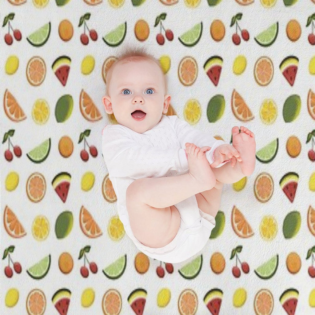 Fresh Fruit, Hand Drawn Fruit, Summer Fruit, Fruit All over Print Eco-conscious Throw Blanket