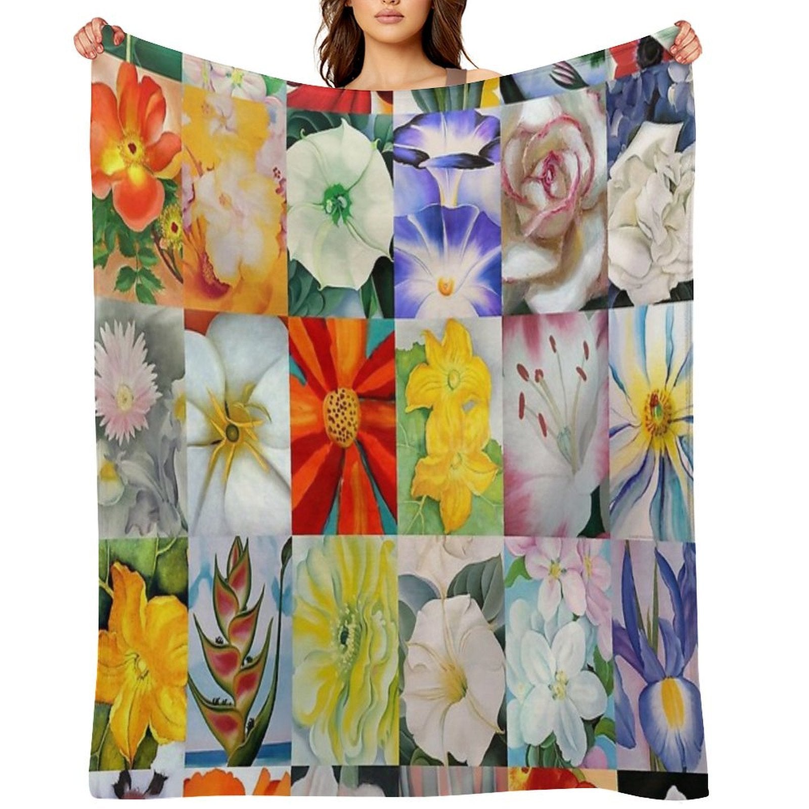 Georgia O'Keeffe Flowers Premium Throw Blanket