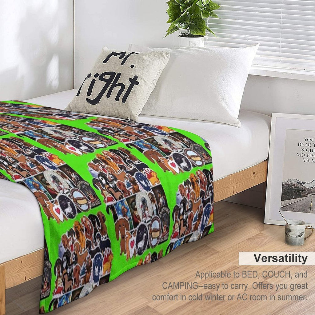 I Love Dachshunds, Collage. Easy Care Throw Blanket