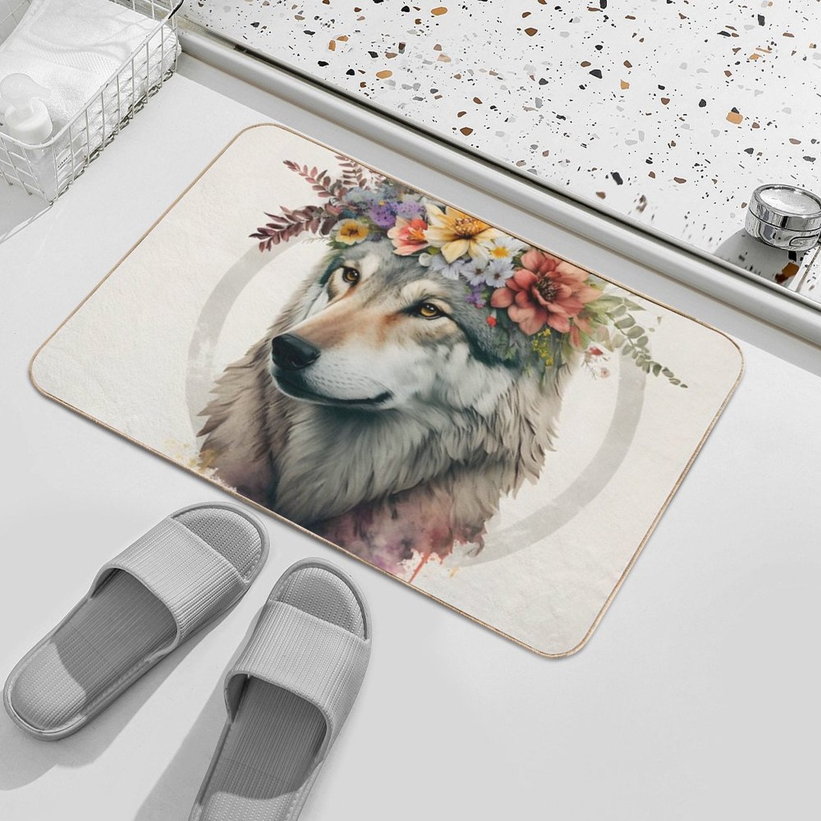 Shadowed Wolf's Stealth  Long-Lasting Bath Mat