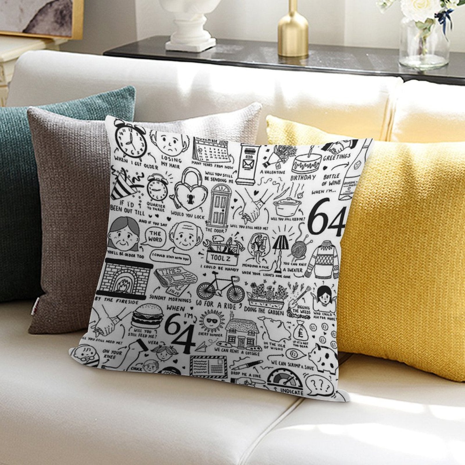 When I’m Sixty Four Soft Skin-Friendly Throw Pillow