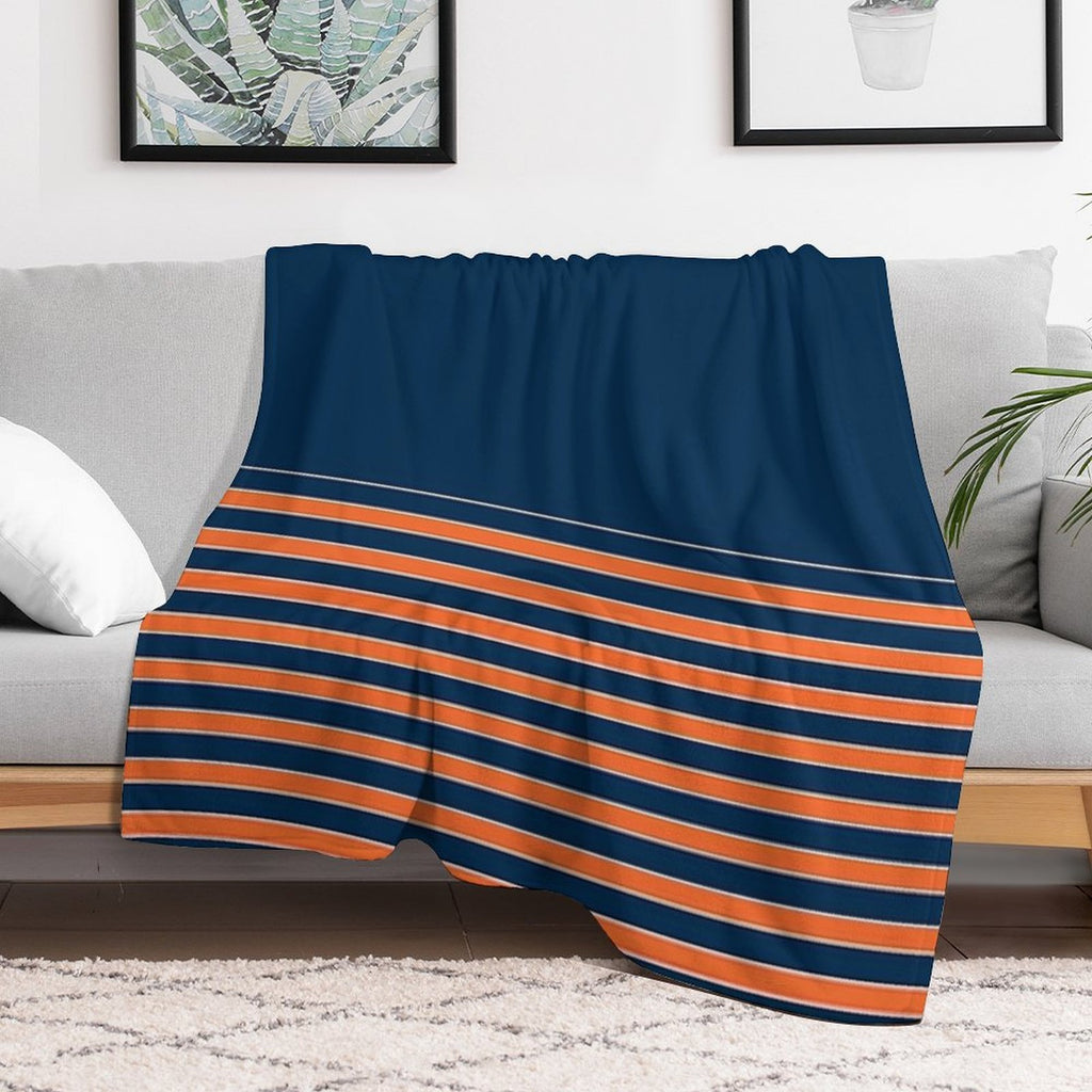 Indigo Orange Stripes Travel-friendly Throw Blanket