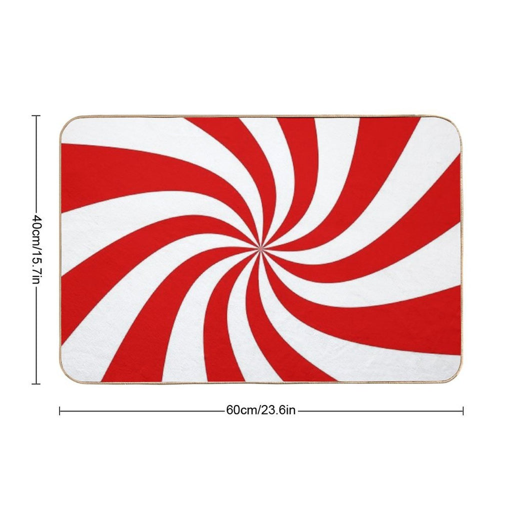 Candy Cane Swirl Patterned  Easy Maintenance Bath Mat