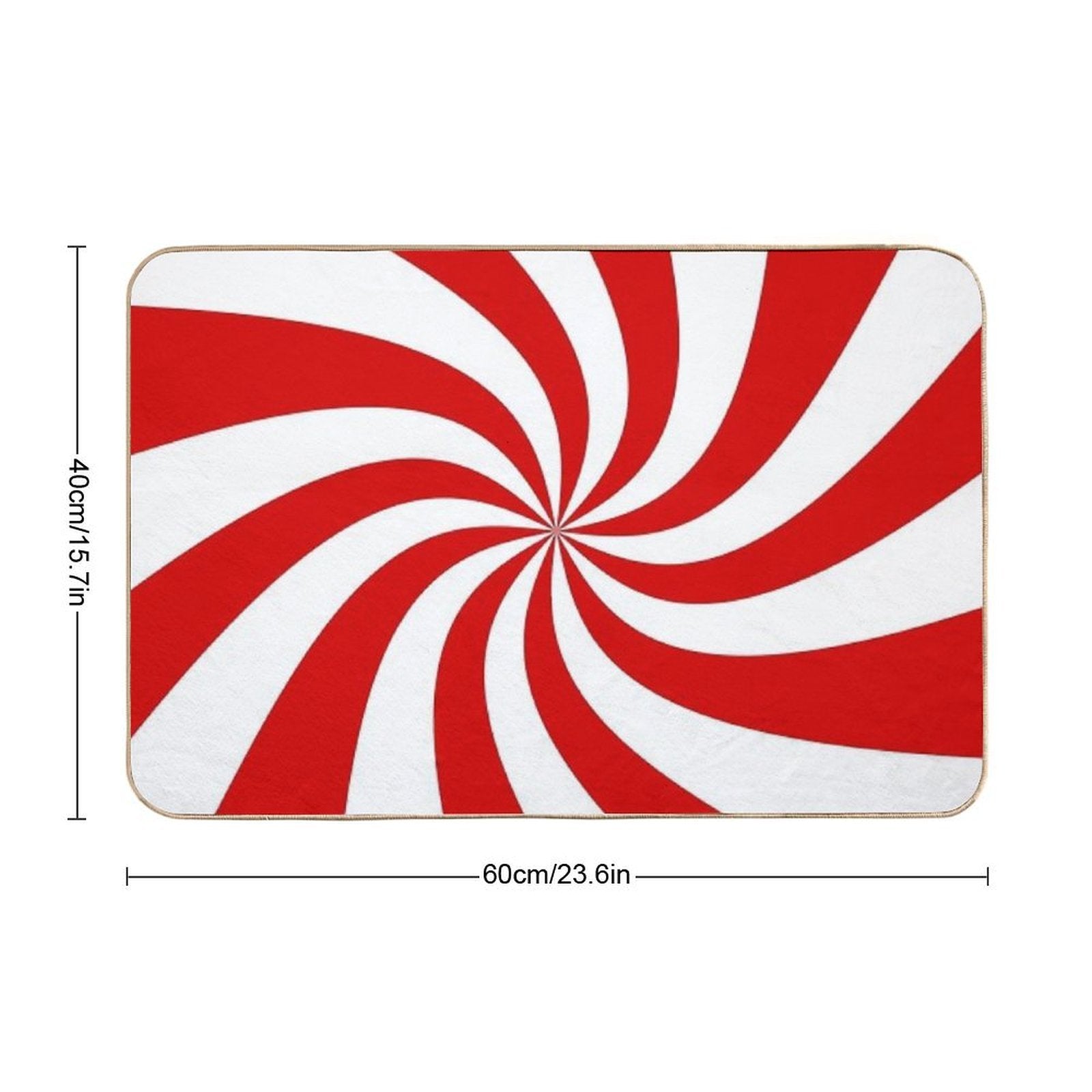 Candy Cane Swirl Patterned  Easy Maintenance Bath Mat