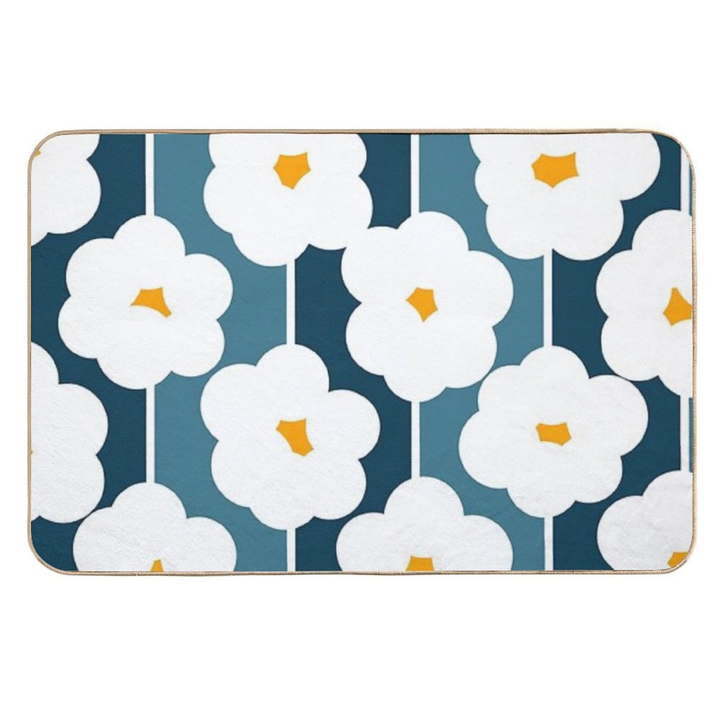 Joyful Abstract Floral Daisies Pattern  Eco-Friendly Bath Mat