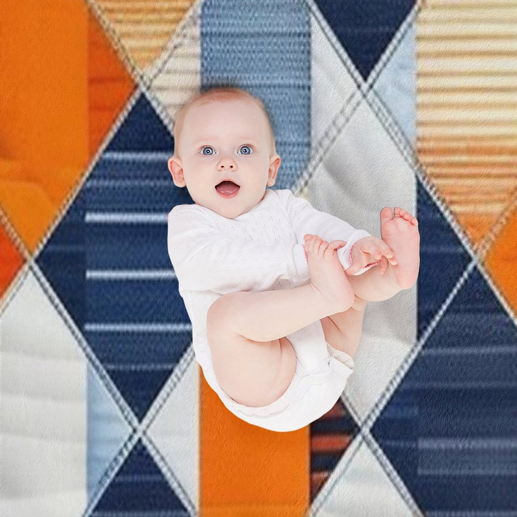 Orange Denim Patchwork Lightweight Throw Blanket