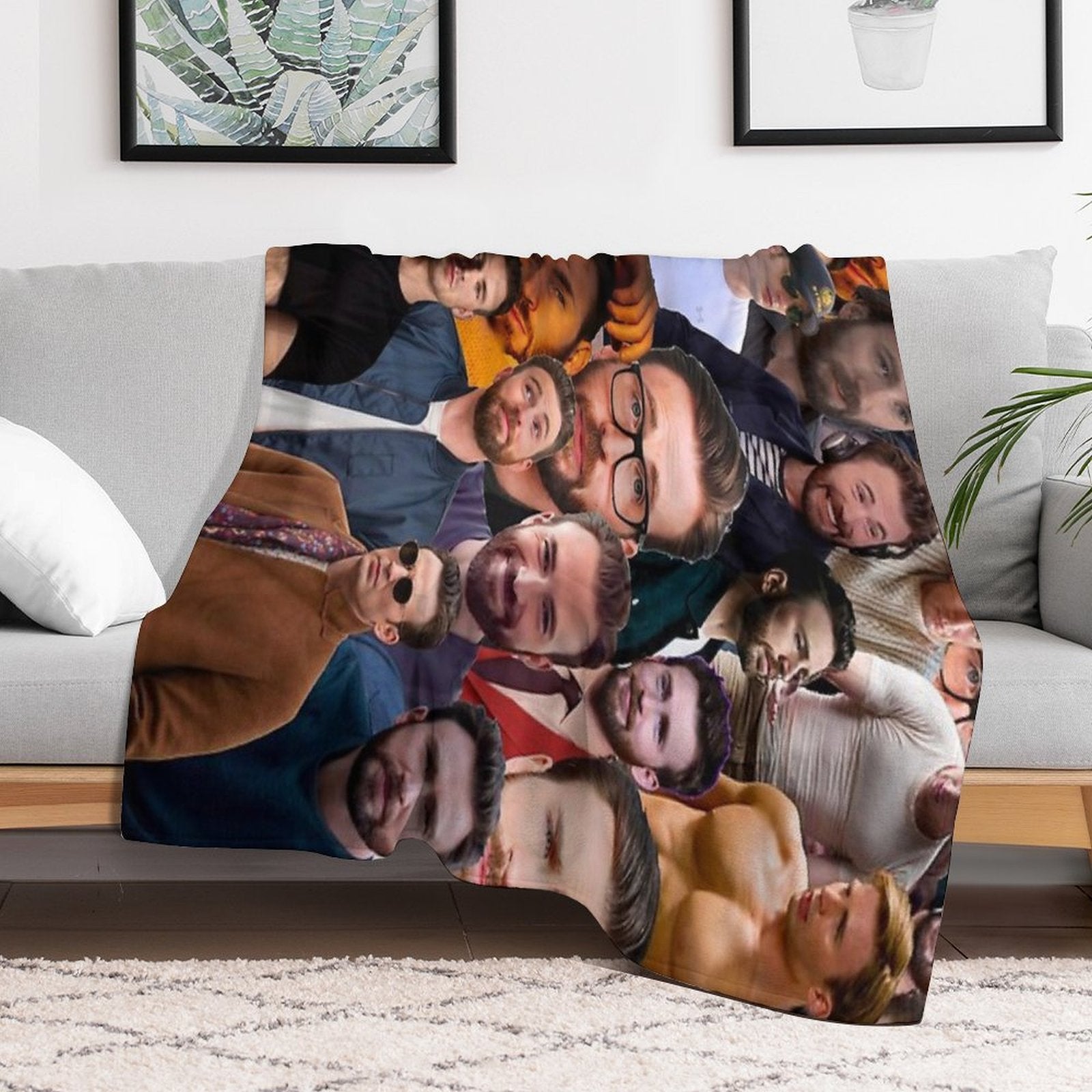 Chris Evans Photo Collage Easy Care Throw Blanket