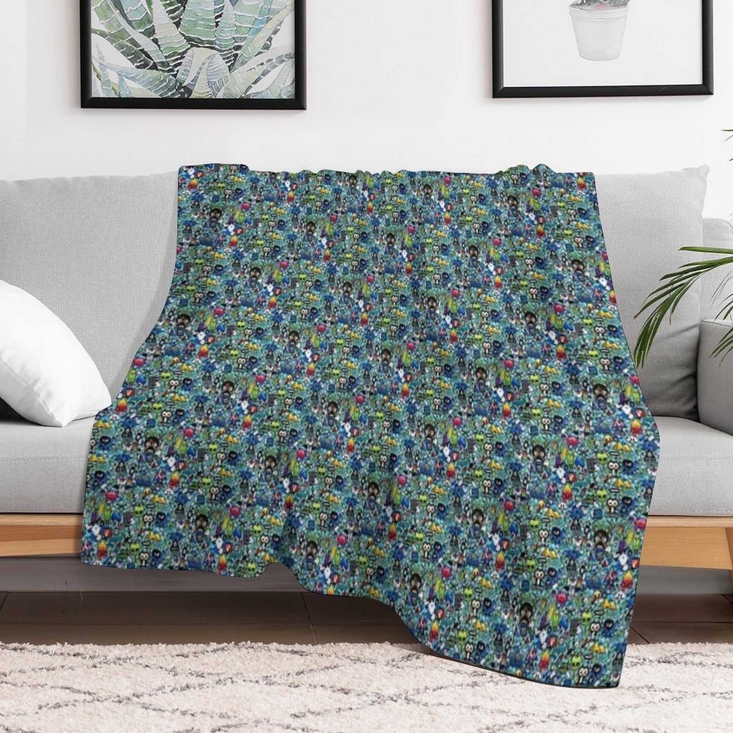 Cartoon Print Shrink-resistant Throw Blanket