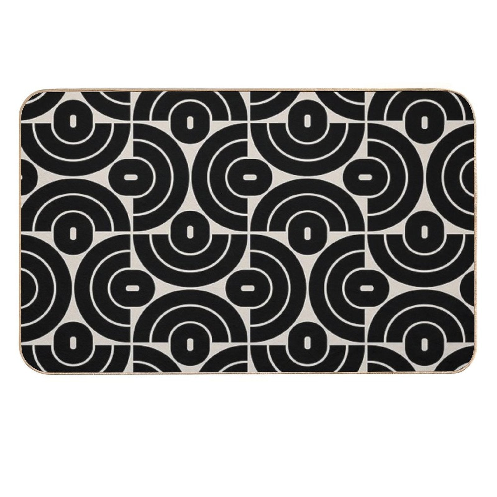 Retro 70s Mid Mod Geometric Pattern  Repositionable Bath Mat