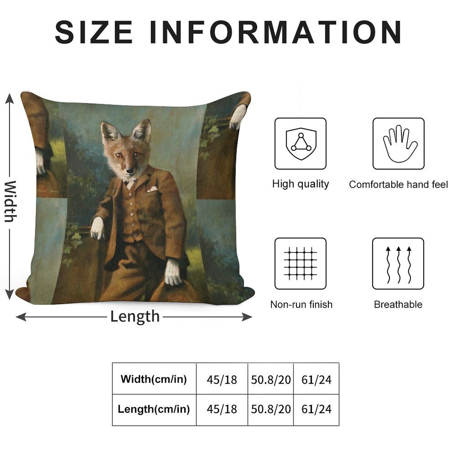 Young Master Fox Soft Gift Ready Throw Pillow
