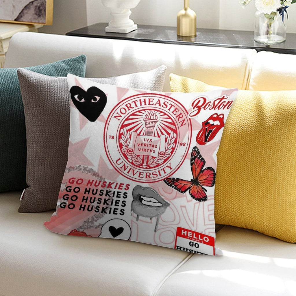 NORTHEASTERN COLLAGE Soft Fade-Resistant Throw Pillow