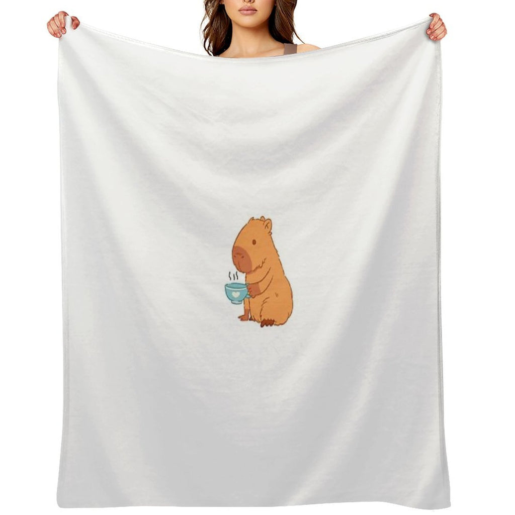 Capybara with A Tea Cup Velvety-soft Throw Blanket