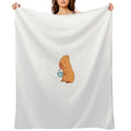 Capybara with A Tea Cup Velvety-soft Throw Blanket