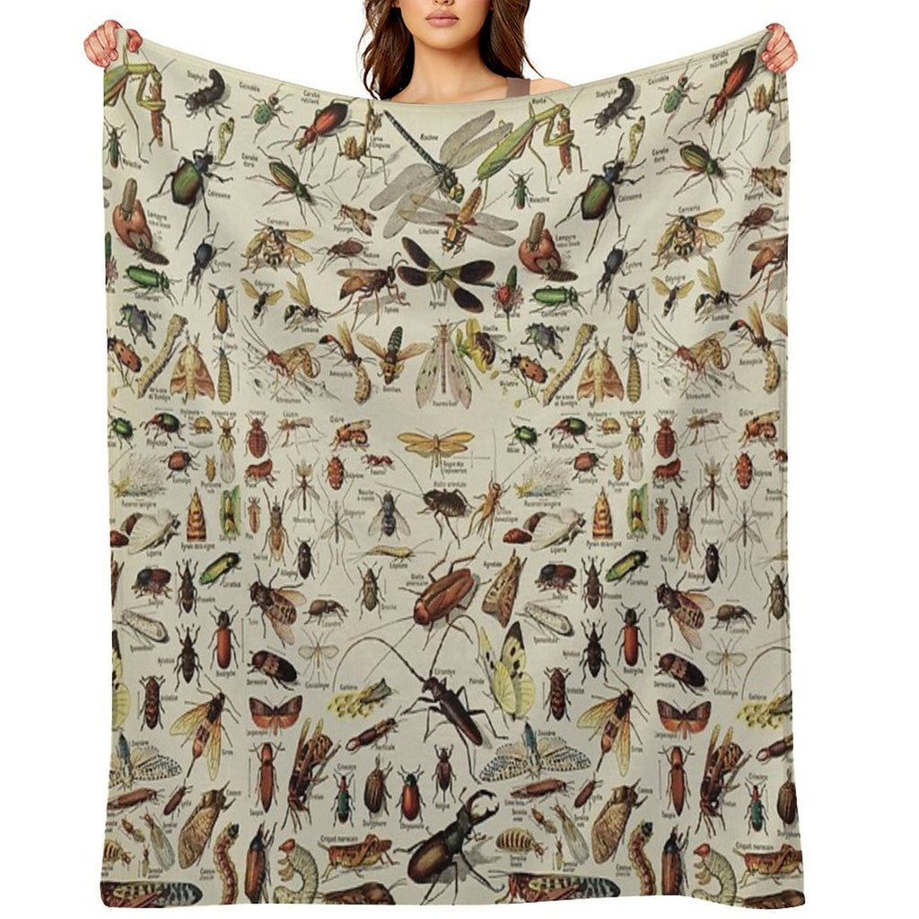 Insects Chart. Scientific Illustration, Text in French Eco-conscious Throw Blanket