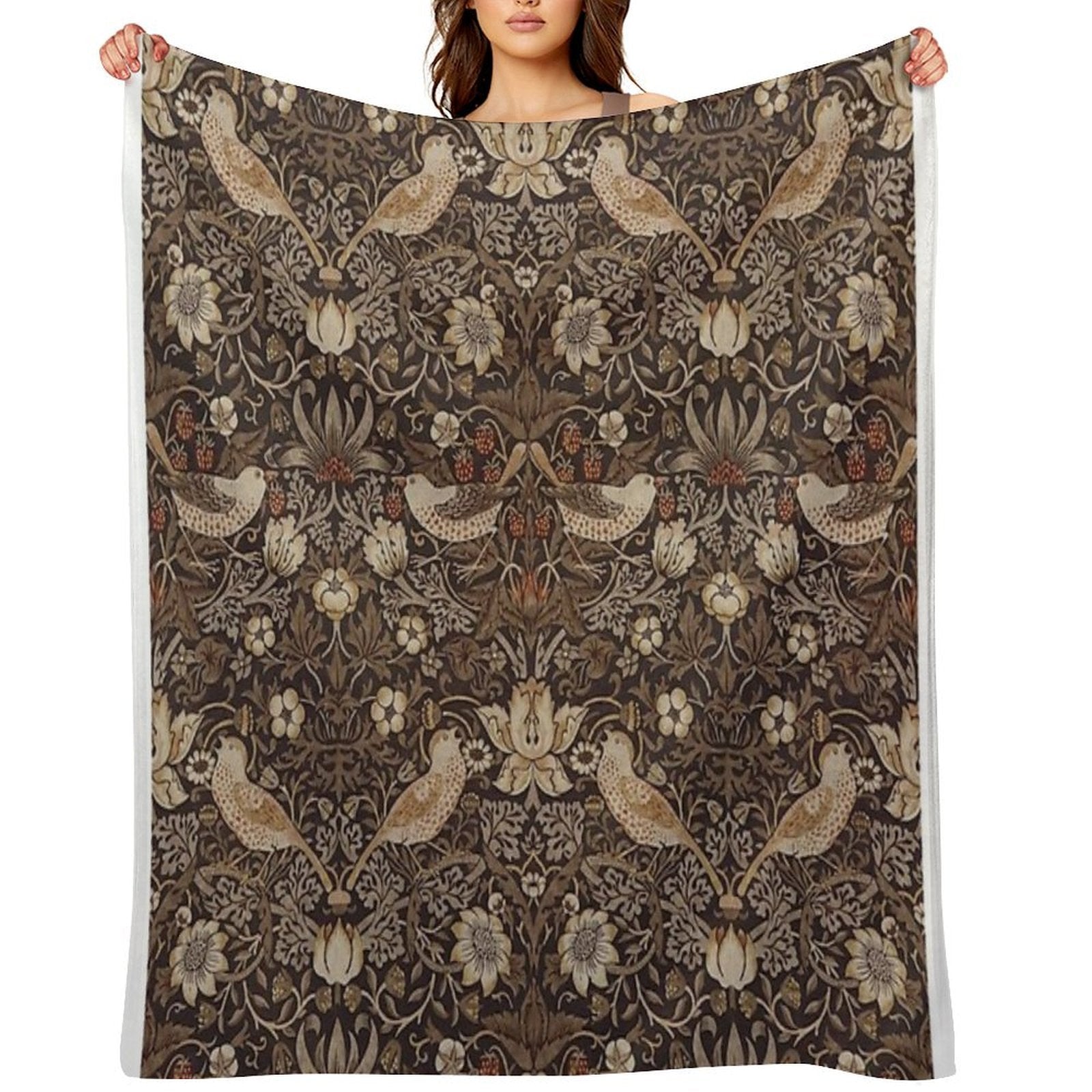 William Morris - Strawberry Thief Easy Care Throw Blanket