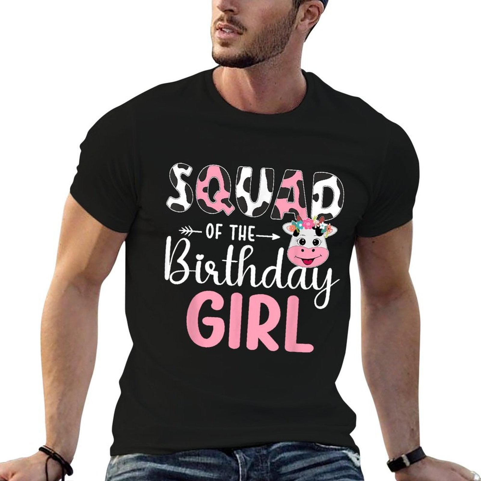 Squad Of The Birthday Girl Farm Cow 1 St Birthday Girl  Wrinkle-resistant T-Shirt