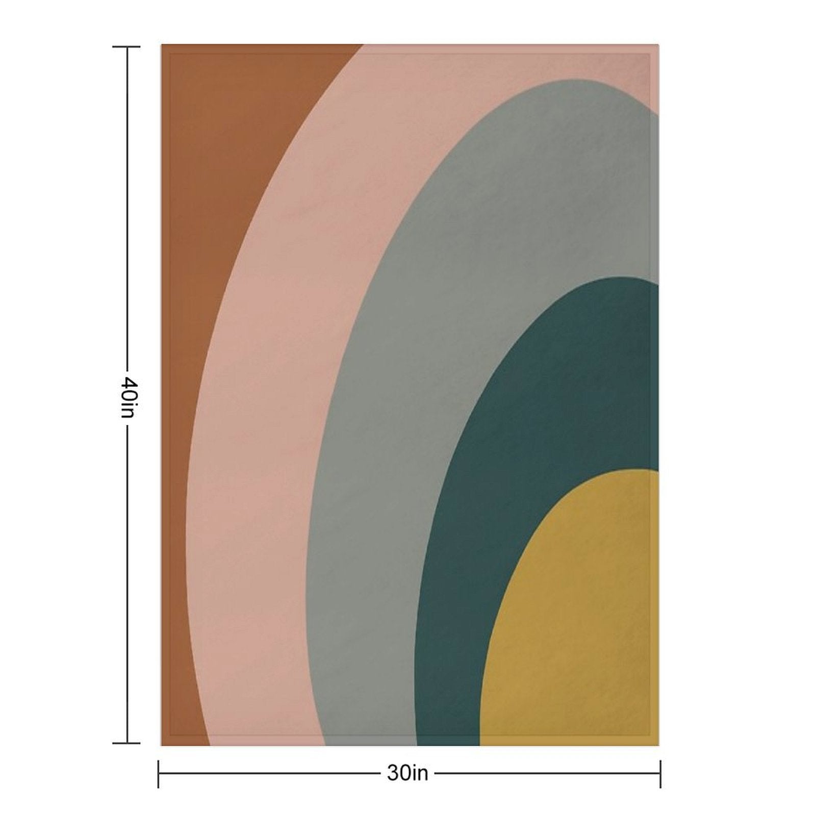 Sound Waves Minimalist Pattern in Mustard Yellow, Teal, Grey, Blush Pink, And Rust Eco-conscious Throw Blanket