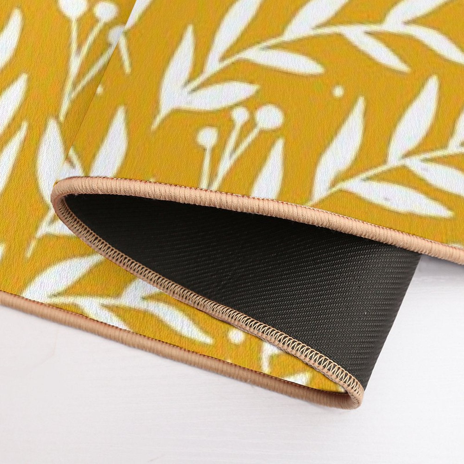 Cute Branches - Yellow Ochre  Absorbent Bath Mat