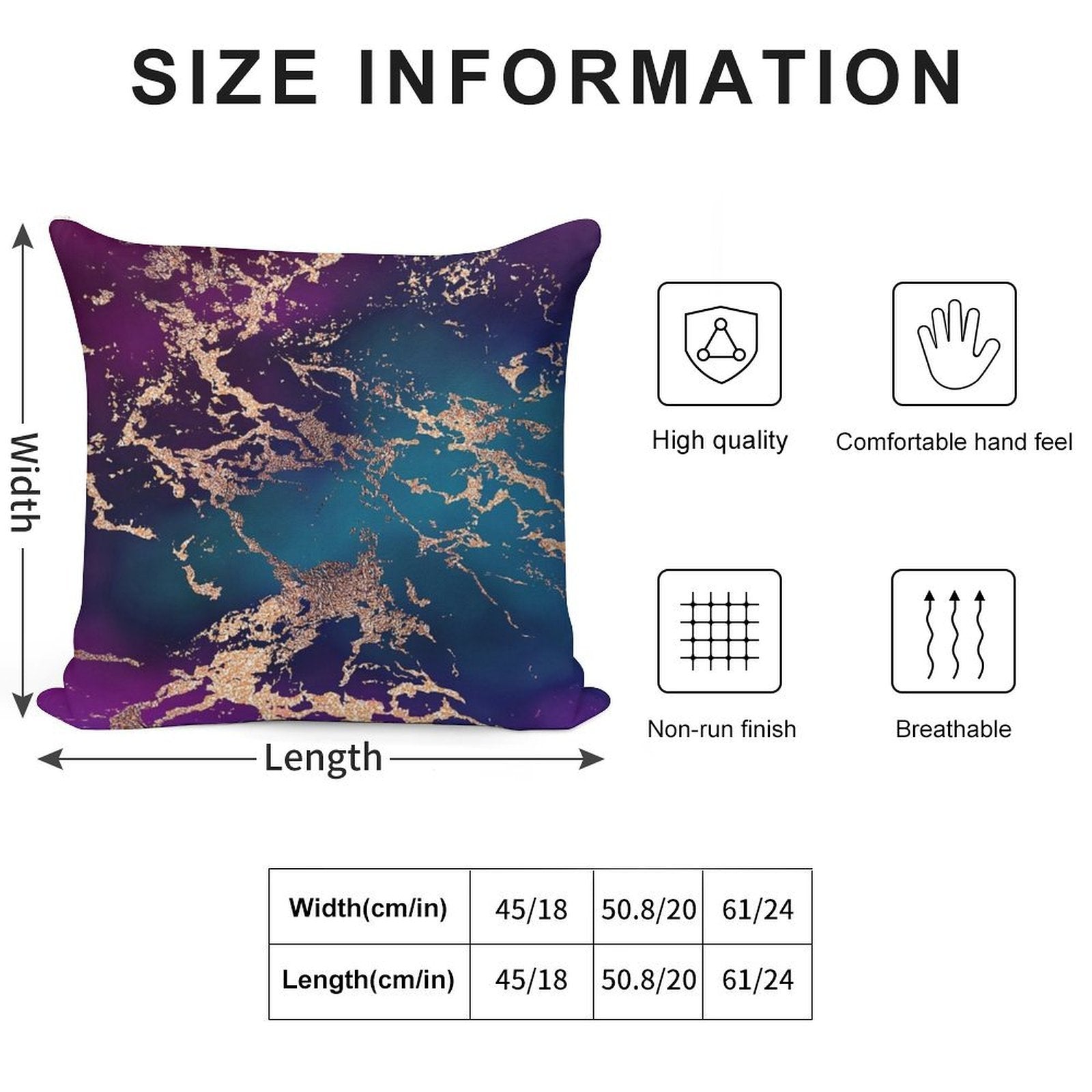 Jewel Tone Rose Gold Marble  Turquoise Blue And Purple Soft Luxury Feel Throw Pillow