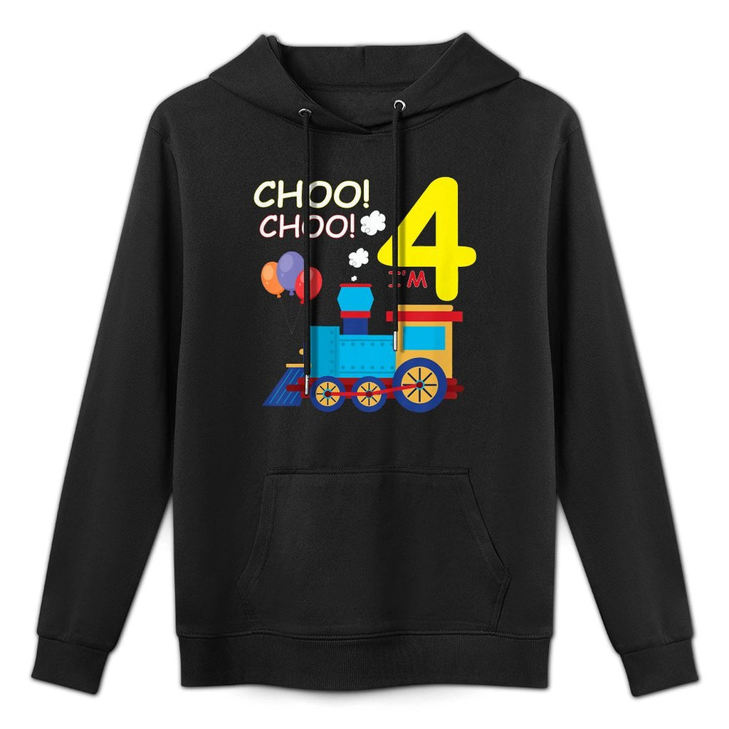 Kids I'm 4th Birthday Train Boys Girls 4 Years Old Four Durable Construction Hoodie