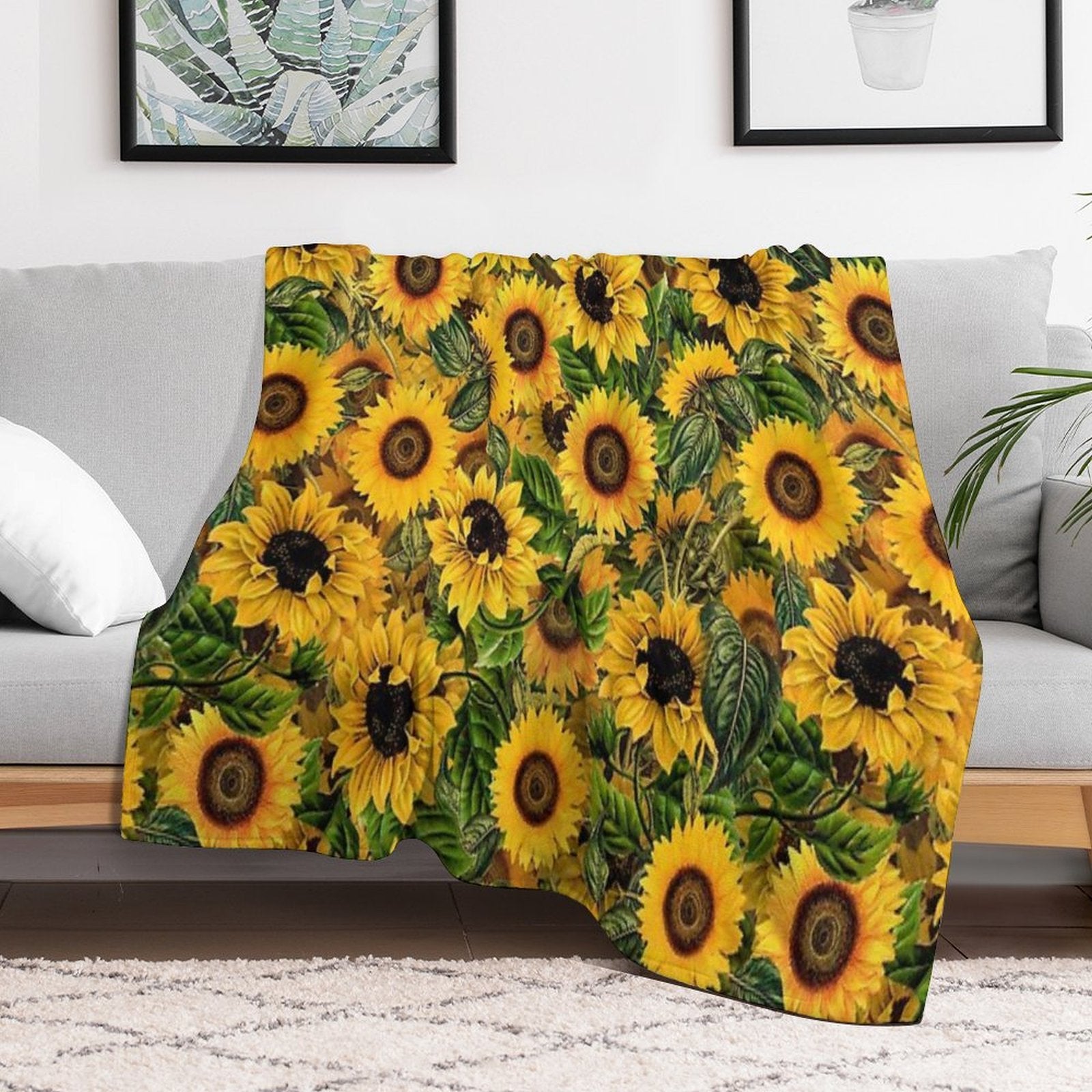 Vintage Sunflowers Pattern Nightgarden Shrink-resistant Throw Blanket