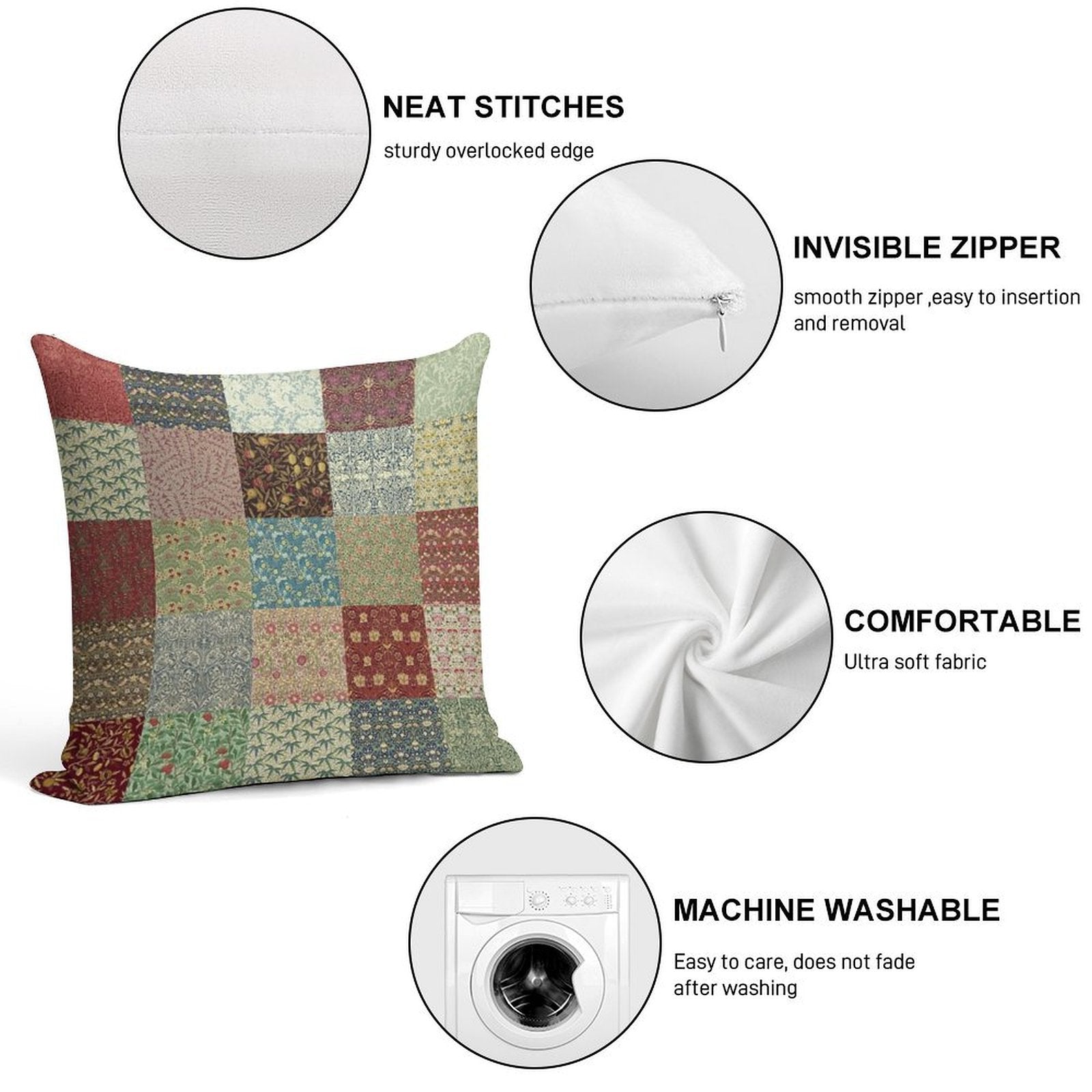 William Morris Pattern Collection Soft Ultra-Soft Texture Throw Pillow