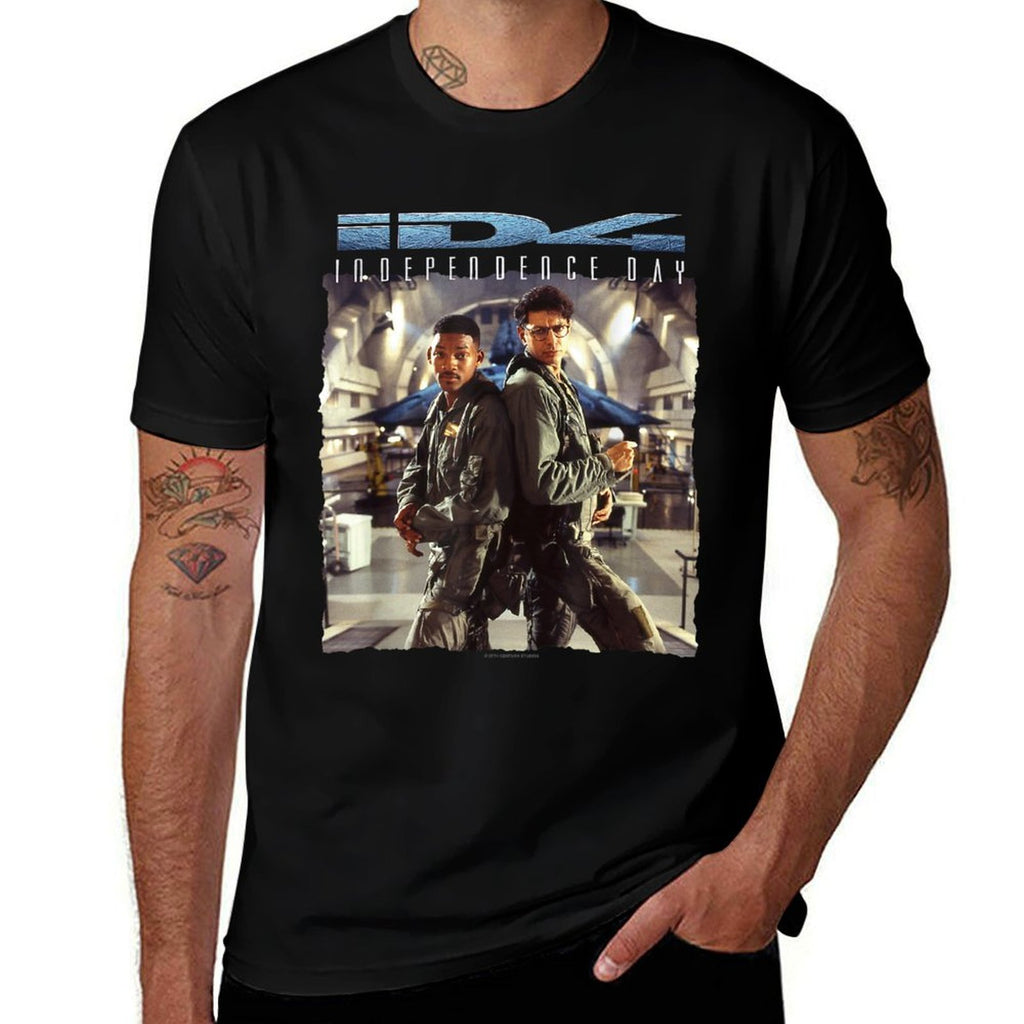 Independence Day Iconic Heros Retro Photo Real Chest Poster  Trendy Pattern T-Shirt