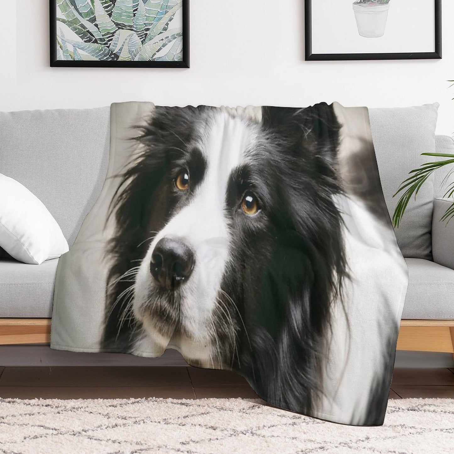 Working Border Collie Wrinkle-free Throw Blanket