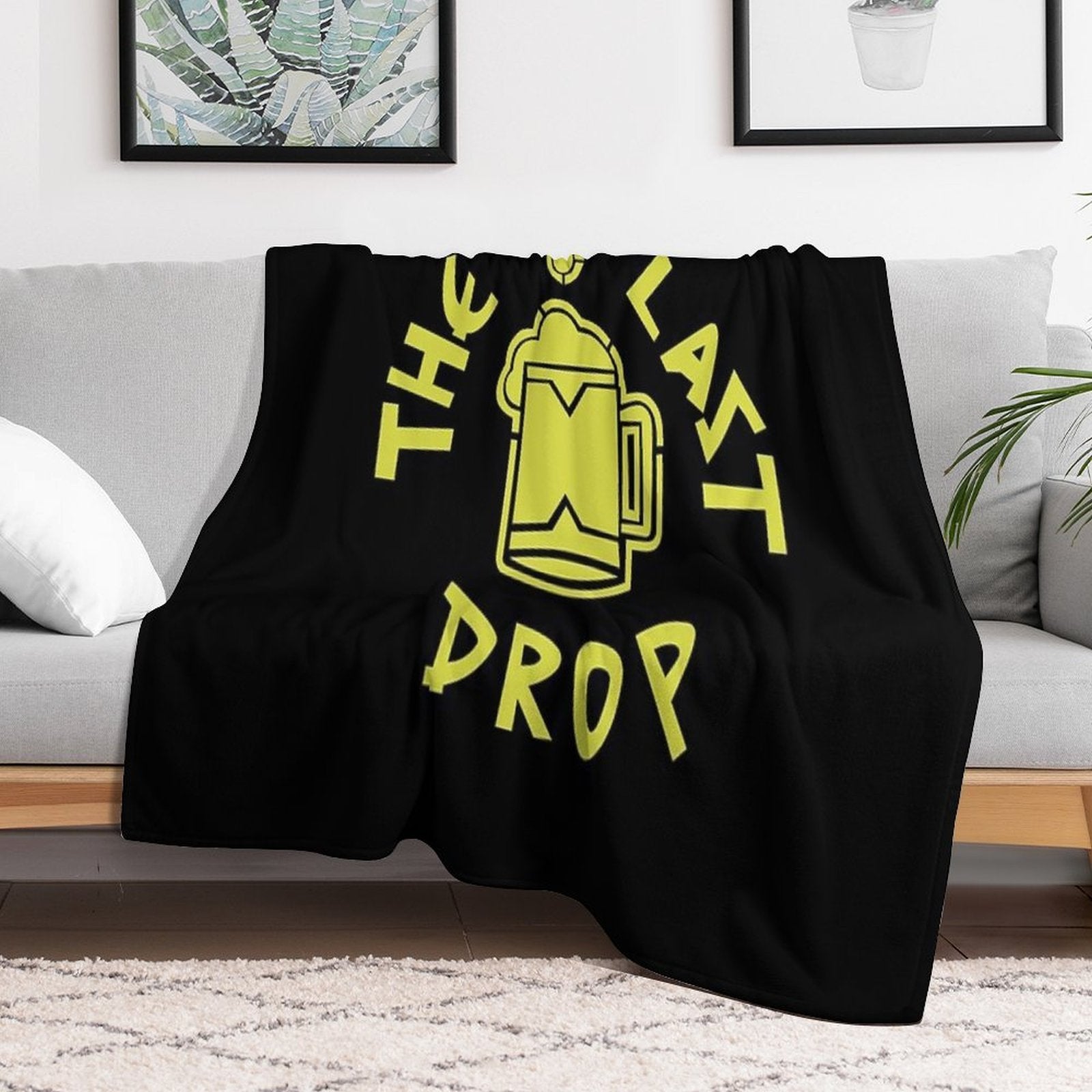 The Last Drop (Thematic Neon Green- Black BG) Travel-friendly Throw Blanket