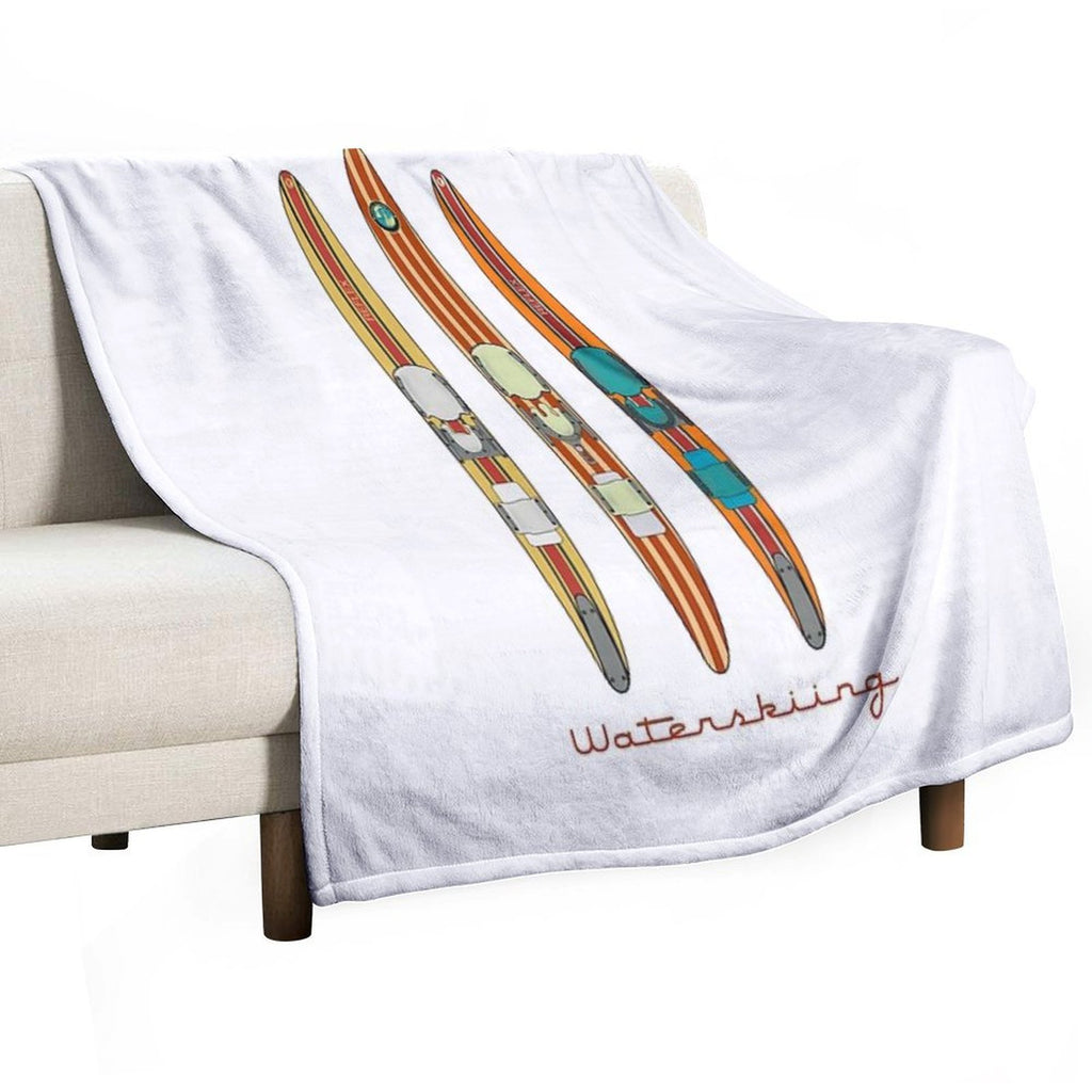 Classic Wooden Vintage Water Skis Anti-pilling Throw Blanket