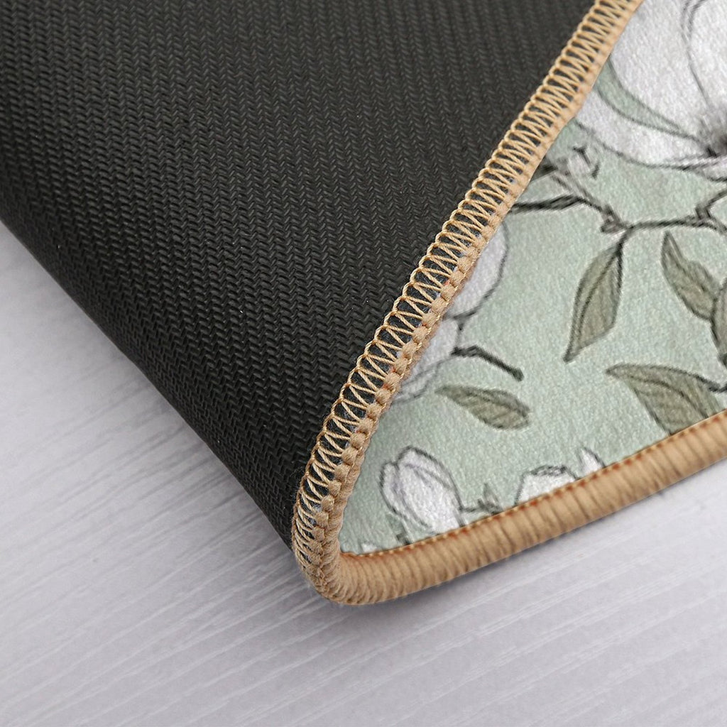 Blooming Elegance Magnolia Blossom Pattern Durable Bath Mat
