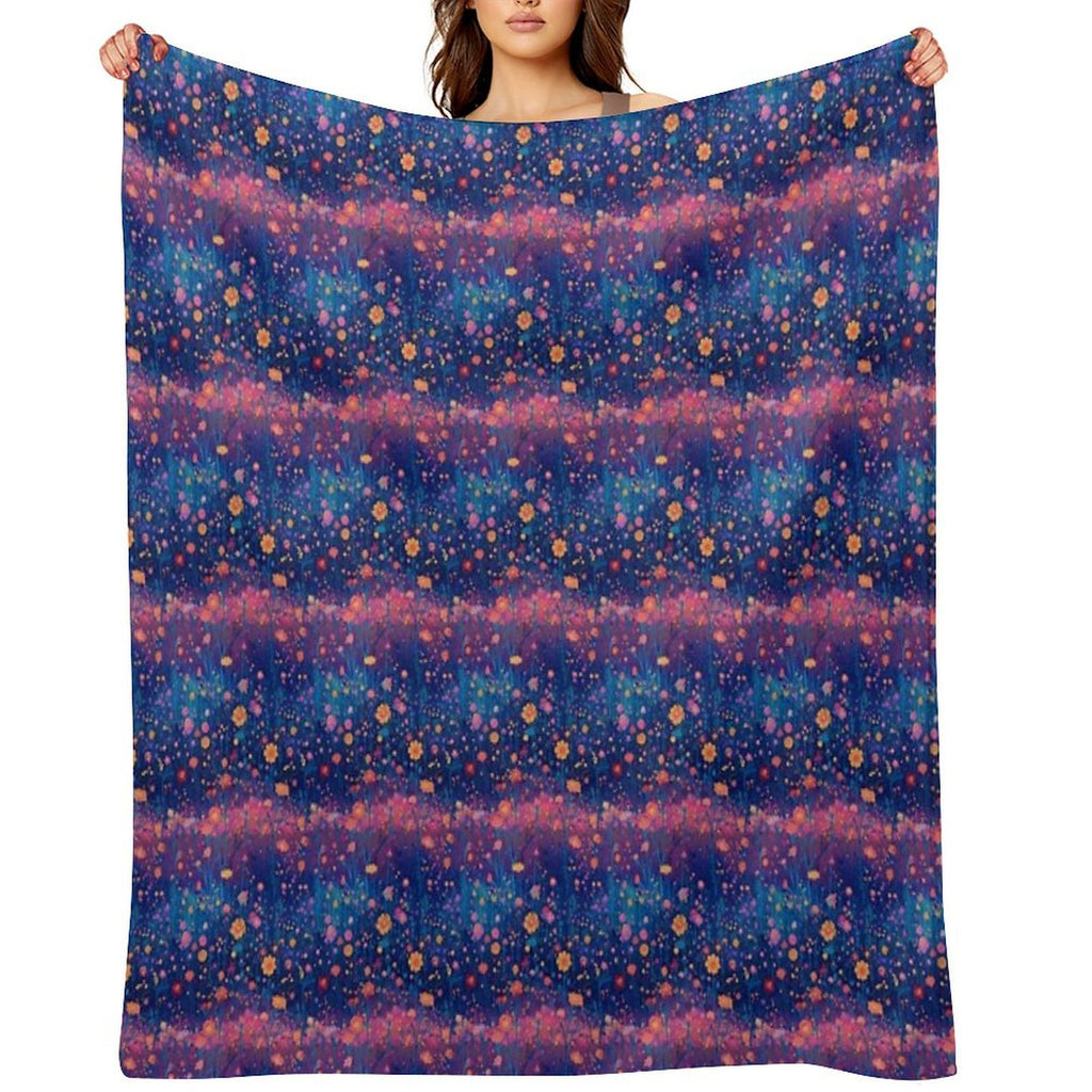 Field of Neon Cosmic Wildflowers Versatility Throw Blanket