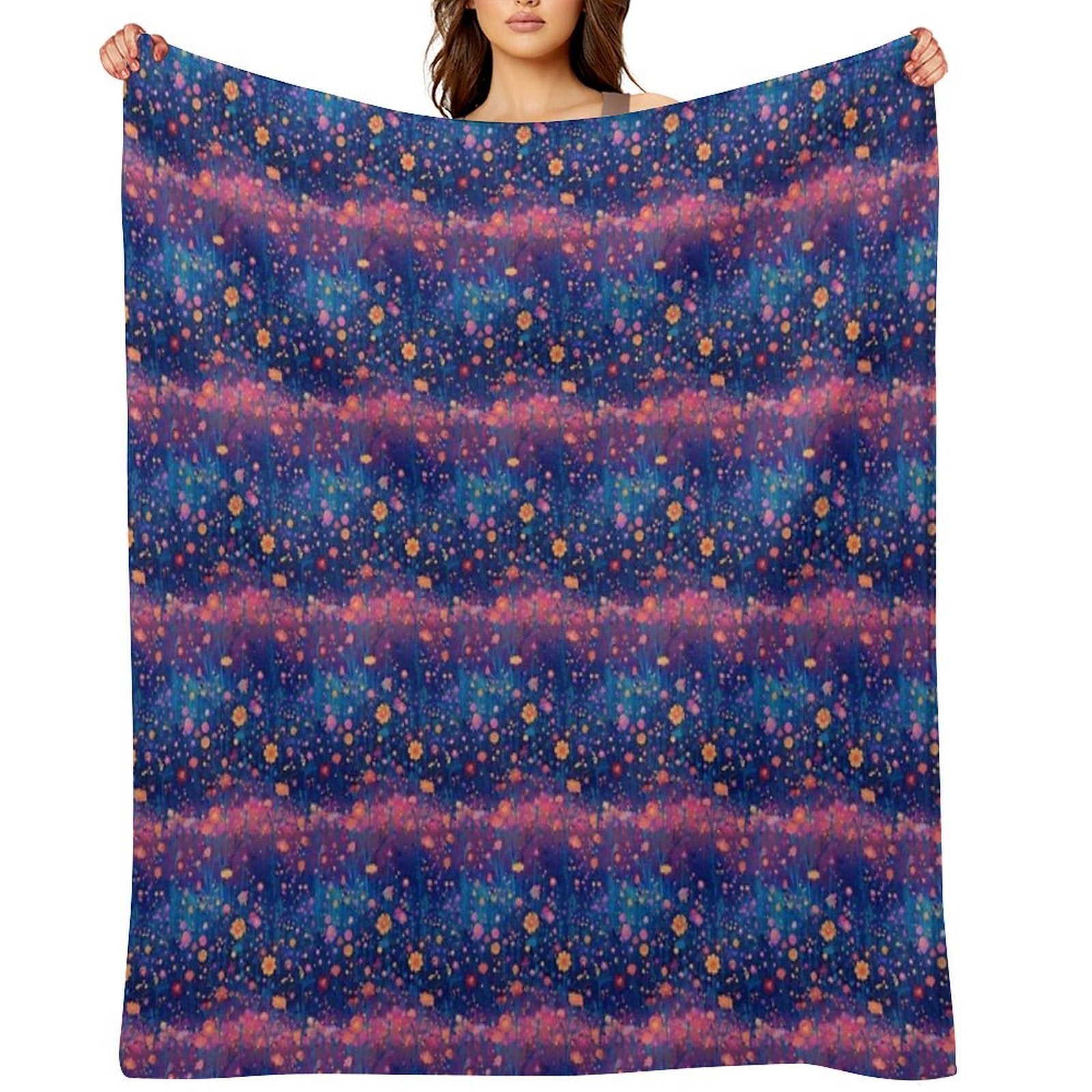 Field of Neon Cosmic Wildflowers Versatility Throw Blanket